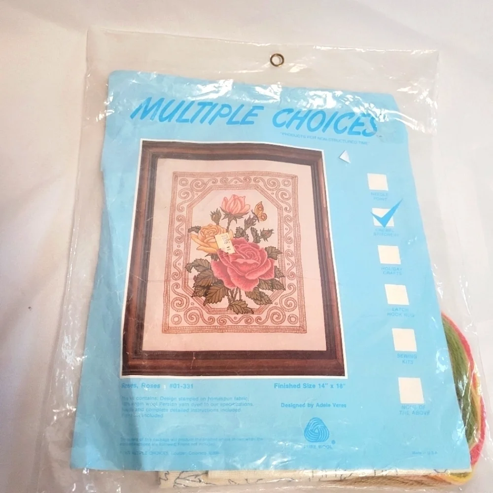 Multiple Choices Crewel Stitchery Kit #01-331 Roses,Roses by Adele Veres NIP